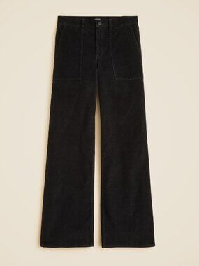 J. Crew Camp-Pocket Wide-Leg Pant in Stretch Corduroy Black 27 Tall NWT